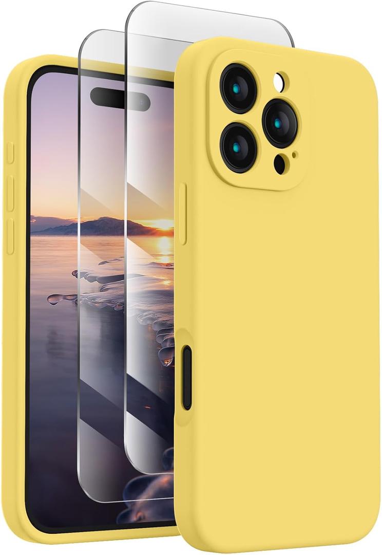 FireNova Designed for iPhone 16 Pro Case, Silicone Upgraded [Camera Protection] Phone Case, Soft Anti-Scratch Microfiber Lining Inside, 2024, Yellow