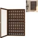tonchean 72 Slots Large Shot Glass Display Case, Wall Mounted Shot Glass Holder with Acrylic Door, Wooden Glass Display Cabinet with Removable Shelves, 26.85'' x 17.5'' x 3.35'', 26.8in*17.5in*3.4in