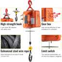 VEVOR 3in1 Electric Hoist Winch, 1500W Portable Electric Winch, 110V Power Winch Crane, 25ft Lifting Height, Overload Protection for Lifting