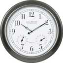 La Crosse Technology 404-00237-INT 18" Atomic Outdoor Clock with Thermometer & Hygrometer (Silver)