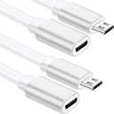 Sumind 2 Pack 20FT Total Micro USB Extension Cables, Male to Female Extender Cord Compatible with Wyze Cam OG, WYZE Cam Pan,Wyze Cam V3,Kasa Camera EC60, KC100, KC400 (White)