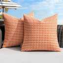 MIULEE Pack of 2 Outdoor Throw Pillow Covers Decorative Farmhouse Square Waterproof Pillows for Tent Patio Garden Balcony Sofa, 18x18 Inch Brown