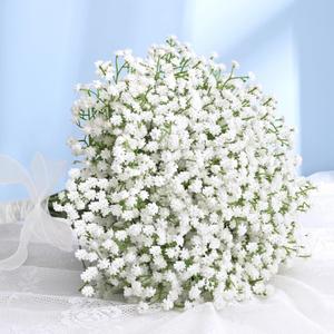 Elyum Babys Breath Artificial Flowers, 25 Pcs Long Stem Baby Breath Flowers Artificial Bulk, Real Touch White Fake Babys Breath Gypsophila for Wedding Bouquet Floral Arrangement Home Decor
