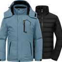 GEMYSE Men's Waterproof 3-in-1 Ski Snow Jacket Puffer Liner Insulated Winter Coat (Haze Blue)