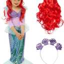 Morph Little Mermaid Costume For Girls Mermaid Dress With Wig Kids Underwater Princess Outfit For Dress-Up Fun (Small)