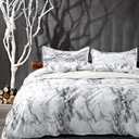 Nanko Comforter Set King Size, White Grey Black Marble Pattern 104 x90 inch Reversible Down Alternative Comforter Microfiber Duvet (1 Comforter + 2 Pillowcase) Modern Bedding Sets for Women Men, Gray