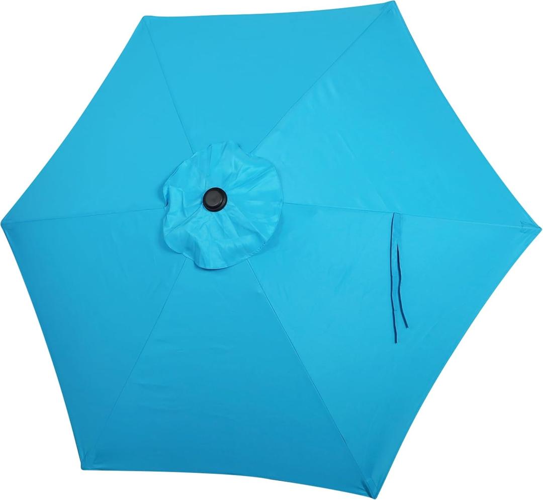 Blissun 7.5ft Patio Umbrella Replacement Canopy, Market Umbrella Cover, Outdoor Table Umbrella Canopy for 6 Ribs (Light Blue)
