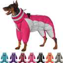 SUNFURA Full Body Dog Coat - Warm Fleece Jacket for Medium Dogs, Turtleneck Winter Coats with Harness, Reflective Dog Snowsuit Windproof Puffer Jackets with Legs for Boston Terrier, Hot Pink 