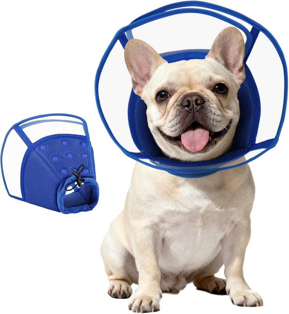 Kuoser Medium Dog Cone Collar After Surgery, Soft Cone for Dogs to Stop Licking, Breathable Pet Recovery Collar Comfy Elizabethan Collars, Adjustable Protective Dog Cones for Medium Dogs, Blue M (M (Neck: 11" - 14.1"))