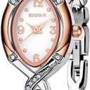 Womens Bracelet Watch, Japanese-Quartz Stainless Steel Watch, Brass Strap Watches for Women (Silver)