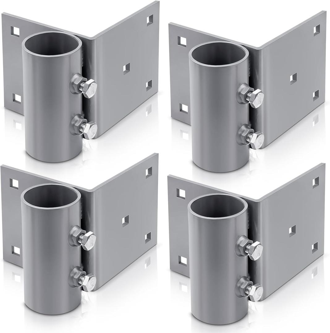 Dock Pipe Brackets Sleeve Holder Side Leg Mount for Floating Docks, 5x5 Inch Backer Plate Grey Galvanized Steel, 2.1 Inch Inner Diameter, 4 Pack