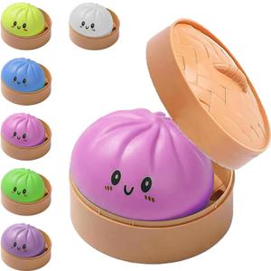 Dumpling Squishy Stress Balls Fidget Sensory Toy Mystery Dumpling Squishy Soft Squeeze Decompression Dough for Adults (Pink-A)