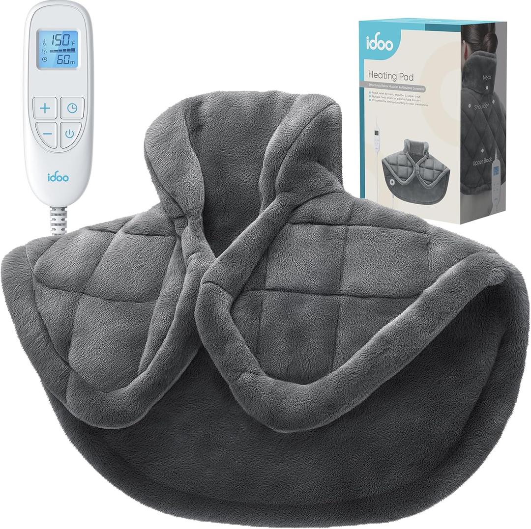 iDOO Heating Pad for Neck and Shoulder and Back, Fathers Day Dad Gifts, FSA HSA Eligible Items, 3.1lb Weighted Heated Wrap for Pain Relief, Electric Wearable Neck Warmer, ETL Certified Heat Pads