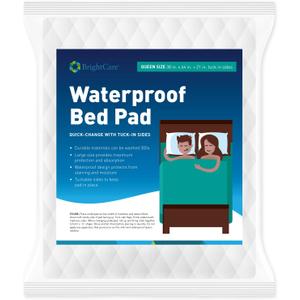Soft Quilted Underpad for Bed Protection with Secure Side Tucks - Absorbent Washable Leak Proof Barrier for Incontinence - for Adults (Queen Size Bed Pad) - by BrightCare