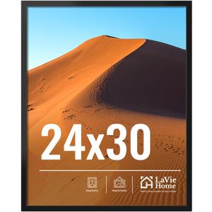 LaVie Home 24x30 Picture Frame for Wall Display, 24x30 Black Picture Frame with HD Plexiglas, 24 x 30 Poster Frame 1 Pack, Display Frame for Vertical or Horizontal, Classic Collection
