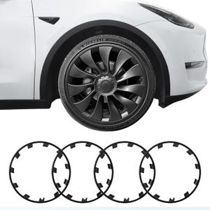 Rim Protector for Model Y, ABS+PC Wheel Rim Guard with Scratch & Scuff Protection, Prevents Curb Rash & Scratches, Clip-on Hub Protector Rings (Matte Black, 2020-2024 Model Y 21” Überturbine Wheel)