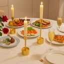 YUMORE 6 Packs Small Taper Candle Holders Candlestick Holder Stable Base Stand Holders for Dining Table Wedding Centerpiece (Gold) (Glod)