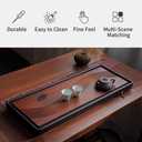 JIKUGO Bamboo Tea Tray Home Office Japanese Tea Set Tea Serving Tray 27.5x13x1.26in Vintage Chinese Kungfu Tea Tray Gongfu Water Storage Table Large