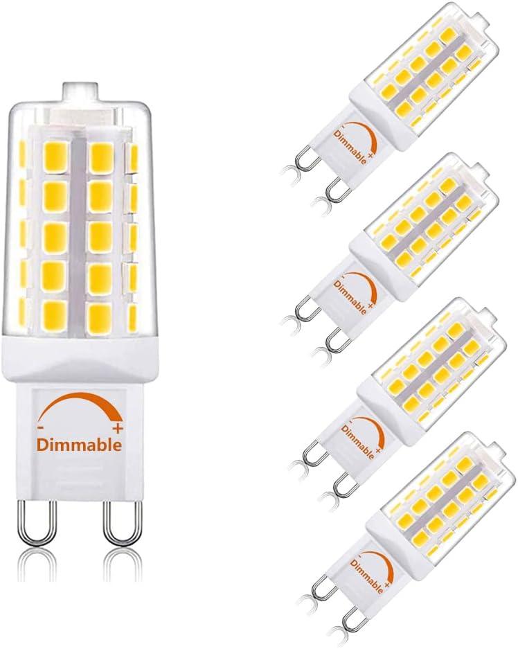 G9 led Bulb Dimmable 4W Natural Daylight White 4000K,Equivalent to 40W Halogen Light, 450Lm 120V AC CRI> 85,No Strobe, Ceramic Bi Pin Base, G9 Bulb,5 Pack