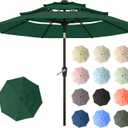 10ft Patio Umbrella, 3 Tier Outdoor Market Table Umbrellas with 8 Fiberglass Ribs and Push Button Tilt, Windproof, Vented Canopy, UV Protection for Deck, Pool, Backyard