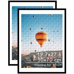 JCJMY 19.7x27.6 Puzzles Frame for 50x70 cm Puzzle Poster Photo Picture, Display 18x24 with Mat or 19.7 x 27.6 without, Wall Hanging 19.7 by 27.6 inch 1000 Pieces Puzzles Frame, 2 Pack, Black