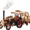 rowood 3D Wooden Puzzles for Adults, Steam Engine Car Model Kit, 1:28 Scale Mechanical Steam Locomotive Wooden Puzzle, 469PCS,Assembly Time 6H, Awesome Gifts for Adults