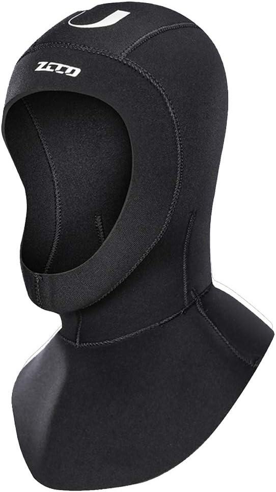 Neoprene Wetsuit Hood Scuba Diving Hood 3MM 5MM for Men Women Youth, Bib Dive Cap Surfing Thermal Hood for Kayaking Snorkeling Swimming Sailing Canoeing Water Sports (Medium, New 5mm Black)