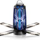 Solar Bug Zapper Outdoor – 5000mAh Battery, Energy-Saving Mosquito Killer, USB-C Rechargeable & 4-Sided Solar Panels, Waterproof Portable Fly Zapper with LED Light for Patio, Garden, Camping, Backyard