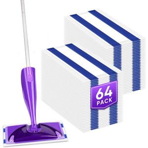 GLIMGLINT Mop Pad Refills Compatible with Swiffer Wet Jet, 4-Layer Thickened & Super Absorbent, WetJet Pads Refills, Cleaning Pads, Disposable Dry Floor Mop Pads, 64 Count