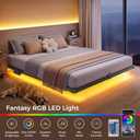 Floating Bed Frame King Size with 4-Side Underbed RGB LED Lights & Charging Station, Modern Metal Platform Bed No Box Spring Needed, 10in Comfort Height, Sturdy 1000lbs Support for Bedroom