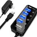 Atolla 4-Port USB 3.0 Hub with 4 Data Ports, 1 Smart Charging Port, Individual On/Off Switches and 5V/3A Adapter