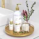 10" Gold Lazy Susan for Table Top, Oak Wood Lazy Susan Turntable Organizer for Dining Coffee Table Centerpiece Bar Decor Kitchen Countertop Bathroom Vanity Decorative Tray for Perfume Jewelry Round