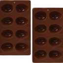 8-Cavity Easter Egg Shape Silicone Molds, 2Pcs Food-grade Baking Supplies for DIY Cake Decoration, Chocolate, Candy, Jello, Pastry, Muffin, Bread, Ice Cube (Chocolate)