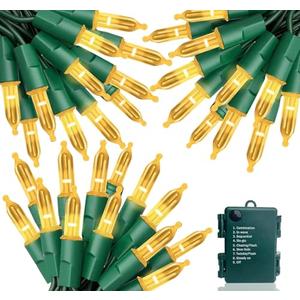 3 Pack Warm White Christmas Lights 8 Modes Timer Total 150 LED 50.1 Ft Battery Operated Green Wire Mini Christmas Tree String Lights Decorations Indoor Outdoor Xmas Holiday Home, 50 LED 16.7 Ft Each