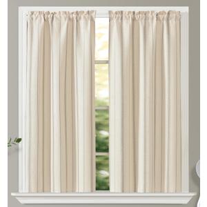 GOHD Boho Parallel Boulevards Small Curtain,Farmhouse Striped Tiers for Living Room, Pinstripe Pattern Farmhouse Style Rustic Curtains Short Curtains for Bathroom, 3 Size (54"W x 45"L (Pack of 2)