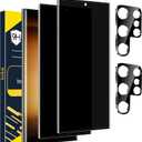 [2+2 Pack] Glass Privacy Screen Protector for Samsung Galaxy S23 Ultra 5G, 9H Tempered Glass, Ultrasonic Fingerprint Compatible,HD Clear Anti-Spy Film for Galaxy S23 Ultra Glass Screen Protector