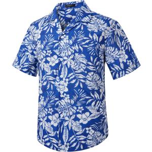 Hawaiian Shirt for Men Casual Summer Short Sleeve Beach Vacation Aloha Hawaii Button Down Shirt Holiday (Blue, XXL)