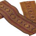 4 Inch 10 Yards Brown Jacquard Ribbon Boho Embroidered Trim Tape Embroidery Wide Polyester Woven Fabric Applique Trimming Bulk for Sewing Making Crafts Clothes Dresses Home Decor Accessories