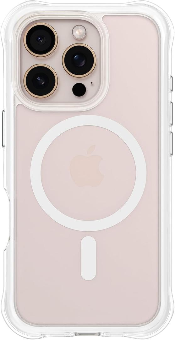 ORNARTO Air Case for iPhone 16 Pro Clear, Compatible with MagSafe, Military-Grade Drop Protection Cover with Built-in Air, White