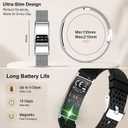 Efolen Smart Bracelet for Women Men, Activity Fitness Tracker, Smart Wristband with Heart Rate/Blood Oxygen/Sleep Monitor/Pedometer, IPX8 Waterproof Slim Smart Watch for Android iPhone, 2 Bands,Silver