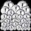 Hoolerry 65 Pcs Disco Balls Decorations Assorted Size Disco Ball Ornament Reflective Hanging Mirror Ball Mini Large Silver Balls for Carnival Wedding Dance Ballroom Stage(6/4/ 2/3.15/1.2 in)