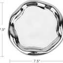 Silver Tray Decorative Vanity Tray Bathroom Tray Jewelry Dish Ceramic Silver Round Plate Holder Makeup Tray Home Organizers Irregular Storage Plate Bathroom Organizer (Round)