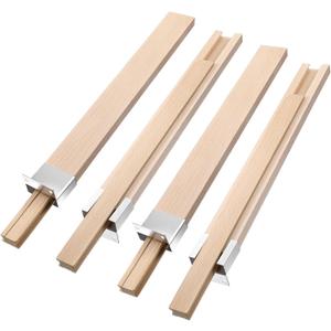 4 PCS 16 Inch Wooden Drawer Slides, Bottom Mount Classic Center Guide Track with Metal Slide Glides, Traditional Wood Drawer Rails for Dresser Cabinet Furniture Replacement
