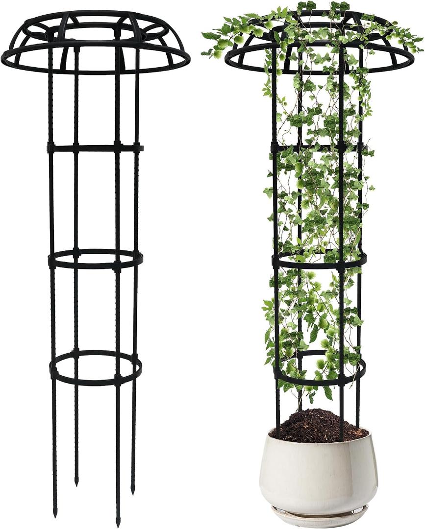 65 Inch Garden Trellis for Climbing Plants Outdoor, Mushroom Top Trellis for Potted Plants, Vines, Roses, Clematis, and Vegetables, Plant Trellis Support 2 Pack
