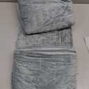 RECYCO Luxury Velvet Quilt Set King Size Bedding Sets, Ultra Soft Velvet Comforter Set, Lightweight Channel Box Stitch Oversized Bedspread Coverlet for All Season, with 2 Shams, Blue Linen