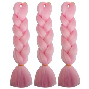 Herina Pink Hair Extensions 3pcs Light-Pink Braiding Hair Fake Braids In Hair Extensions Colored French Braid High Temperature Jumbo Braids(3pc/pack) (3pcs 24 Inch)