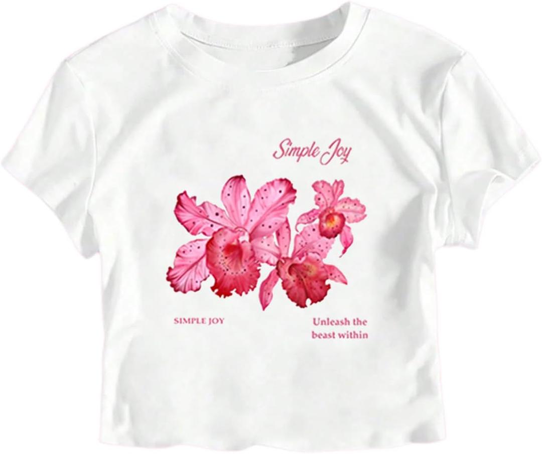 Girl's Letter Bow Graphic Tees Short Sleeve Crewneck Cute Shirts for Teen Girls Trendy (White)