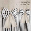Farmhouse Shower Curtain Linen Bow Pleated Black Stripe 72"W x 72"L | Farmhouse Style, Chic Bow, Striped, Linen Fabric, Rustic, Country, Natural Look, Washable, for Bathroom Bathtub