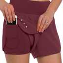 Ksmien Women's 2 in 1 Running Shorts - Lightweight Athletic Workout Gym Yoga Shorts Liner with Phone Pockets XXL