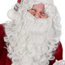Deluxe Santa Beard and Wig Set - Santa Claus Wig with 23'' Long White Santa Beard, Glasses, Eyebrow and Wig Cap for Christamas Costumes Party Cosplay WIG305